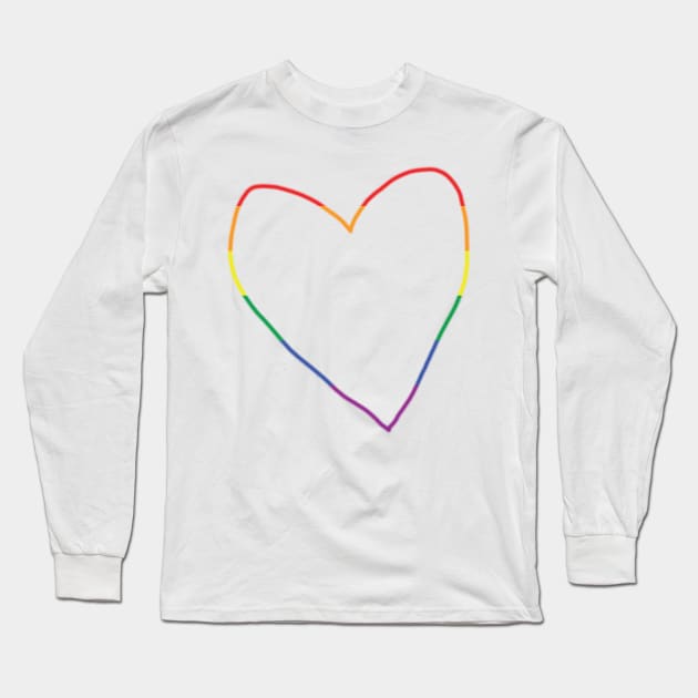 Pride Stripes Heart Line Valentines Day Long Sleeve T-Shirt by ellenhenryart